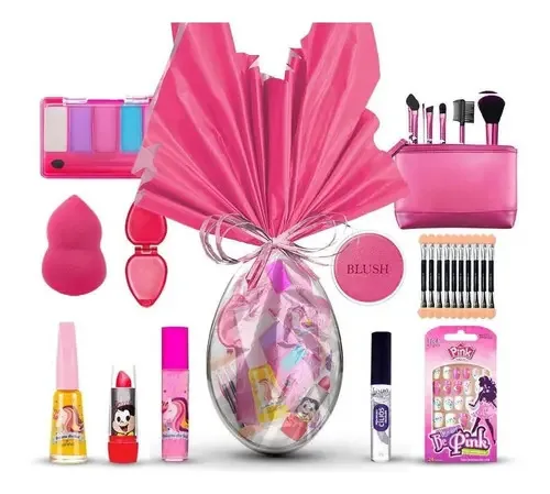Conjunto Ovo Páscoa Maquiagem Infantil + Brilho Labial