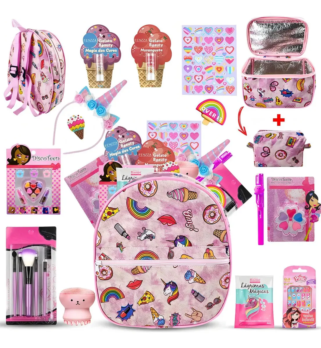 Kit Trio Volta Às Aulas + Maquiagem Completa Criança Make