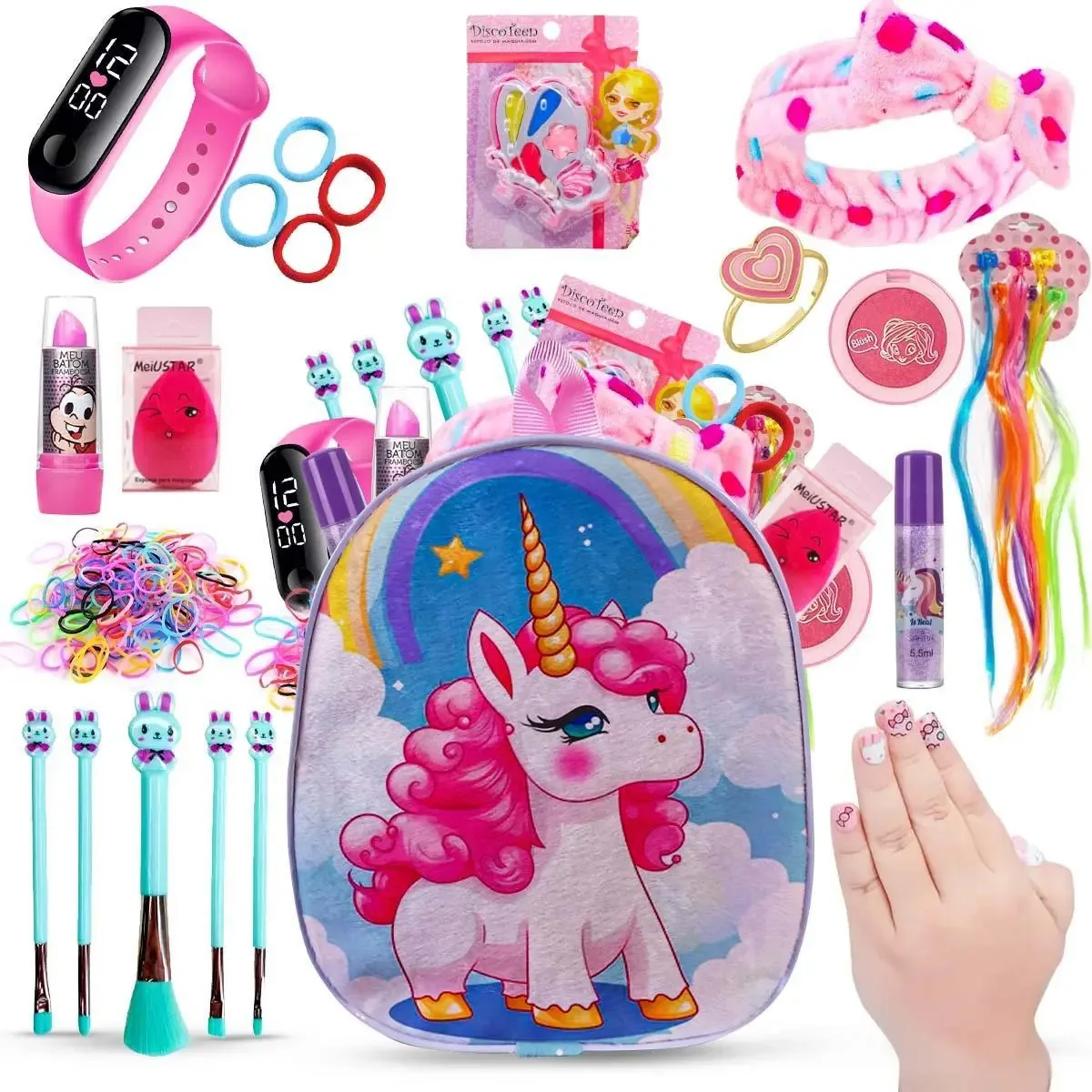 Kit Maquiagem Infantil Mochila Com Relógio Bz163