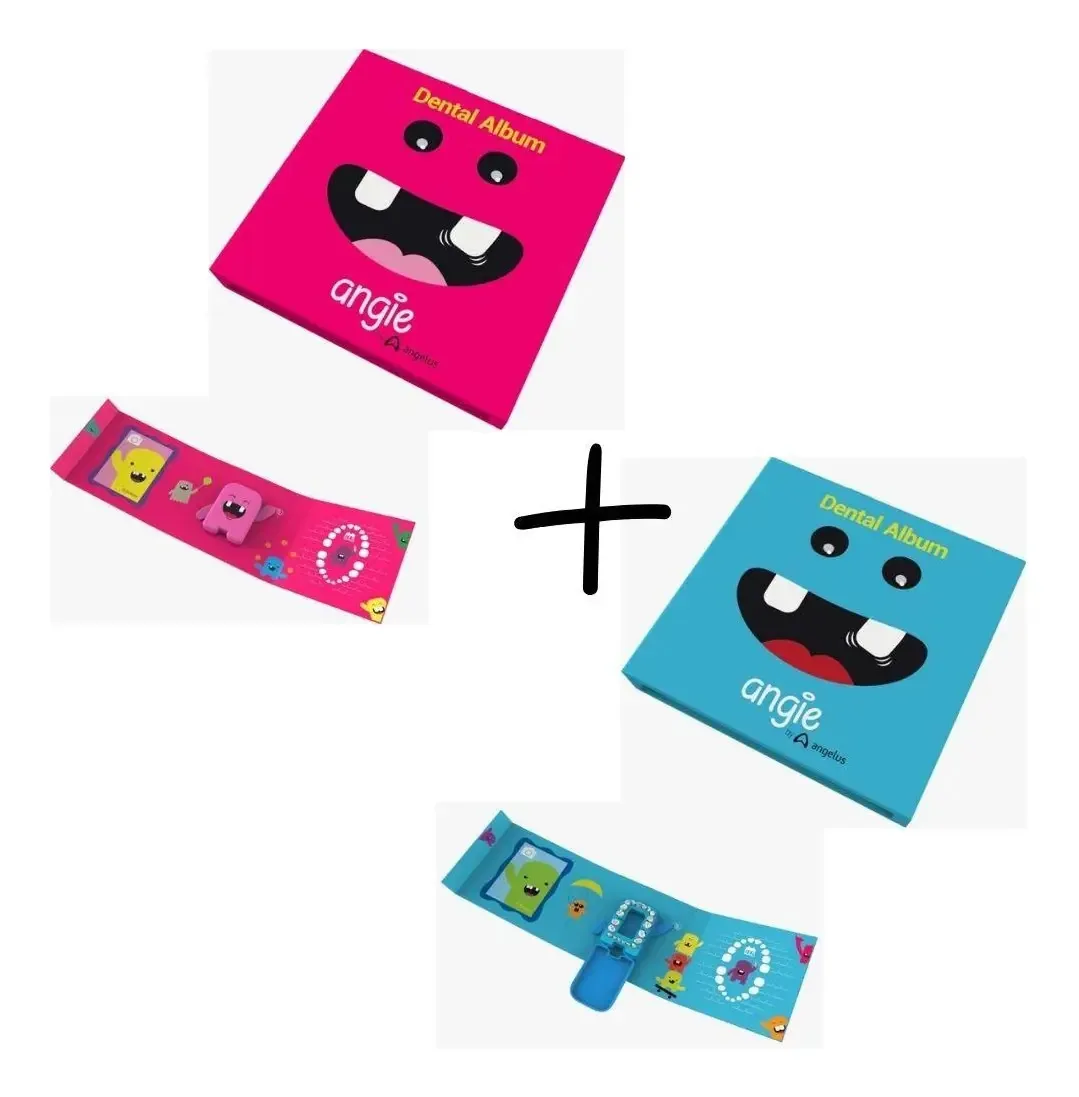 Dental Album Premium - Porta Dentes De Leite - Azul/ Rosa/ Verde/ Laranja