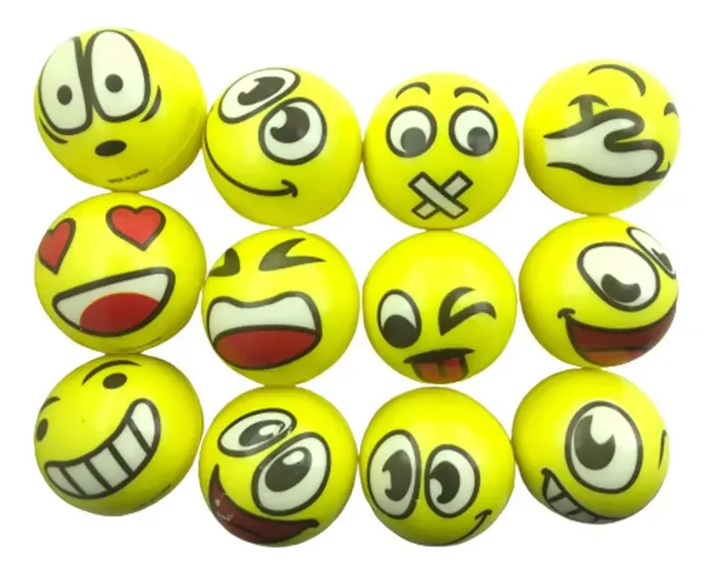 Kit Bolinhas Emoji Anti Stress Relaxante 60 Mm 12 Unidades