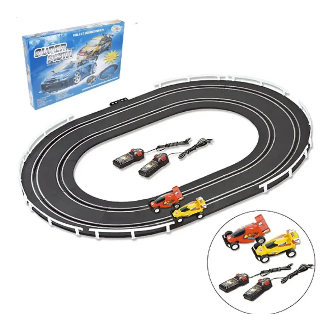 Autorama Circuito Oval Com 2 Carrinhos Meninos Pista Dupla