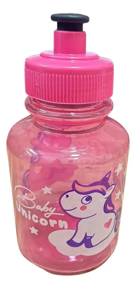 Garrafinha Squeeze Unicornio Rosa 300ml
