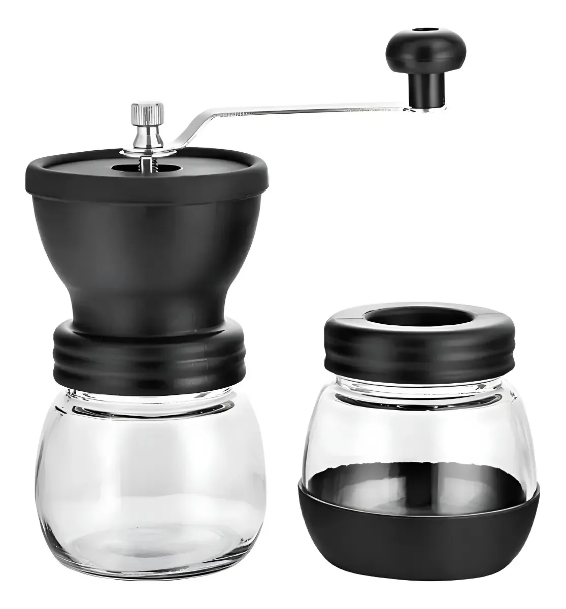 Moedor De Grãos Café Manual Prático - Vidro Cor Preto