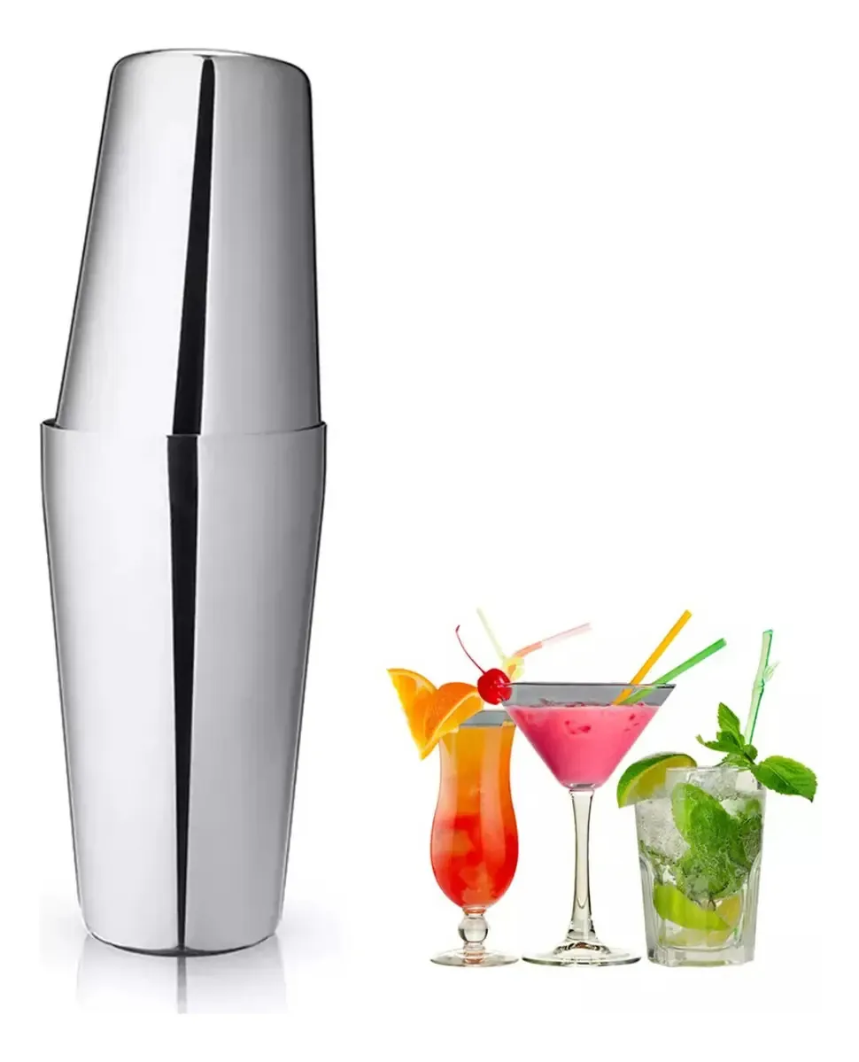 Coqueteleira Inox Com 2 Copos 400ml E 600ml