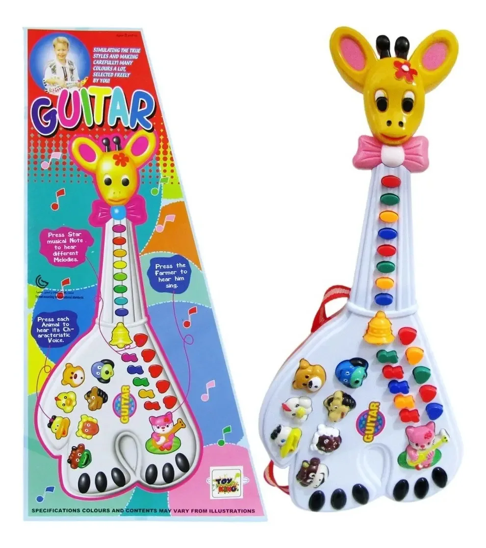 Brinquedo Guitarra Girafa Bebê Com Som E Luz Musical