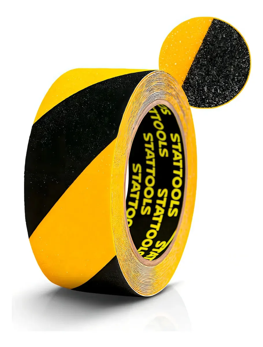 Fita Antiderrapante Preto e Amarelo 50mmx5m Casa Fayda para Escadas