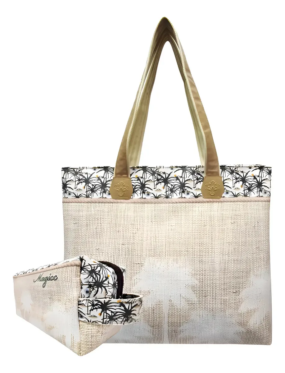 Bolsa Praia Feminina Grande Impermeável Magicc Bolsas Bege