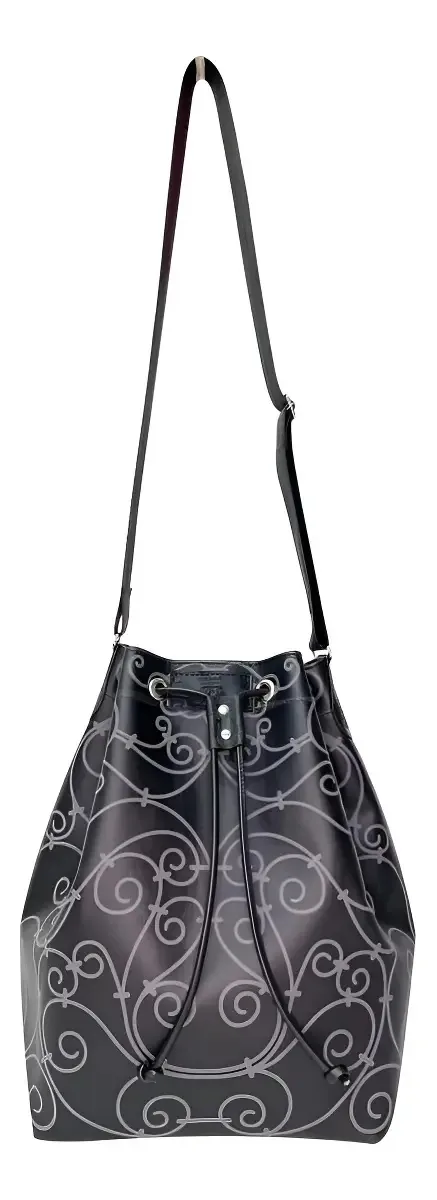 Bolsa Magicc Bolsas Feminina Arabesco Preta Transversal Impermeável