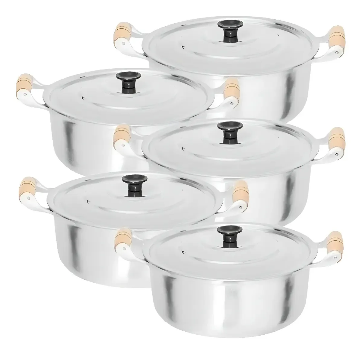 Jogo Panelas Caçarolas Aluminio Polido 20, 22, 24, 26 E 28