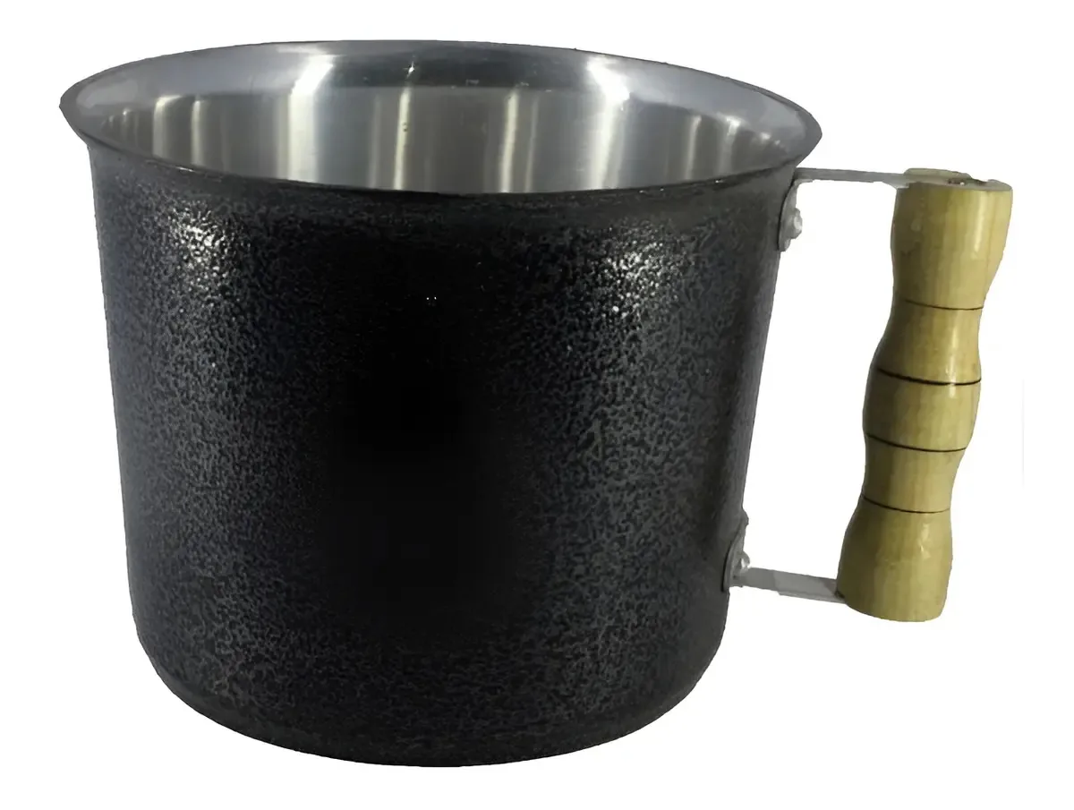 Canecão Leiteira Alumínio 19cm 3L Diviforte Preto Cabo Madeira