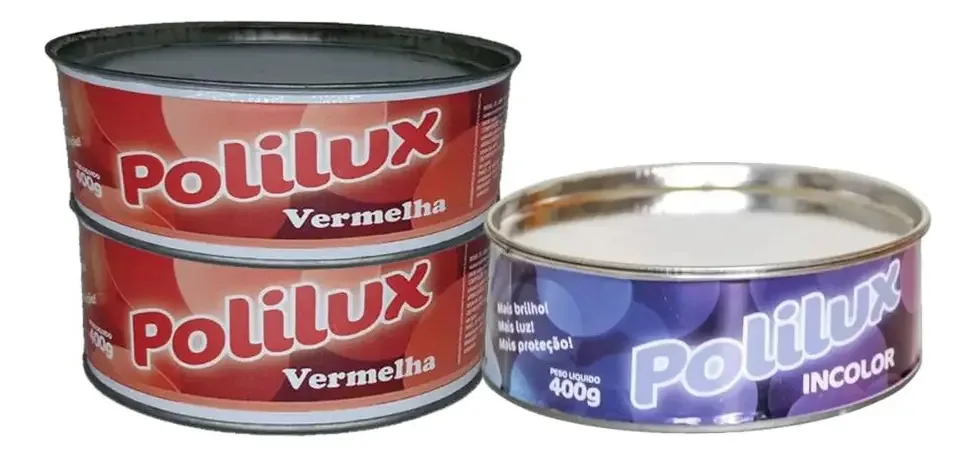 Kit 3 Ceras Pasta Móveis Polilux 400g Incolor Vermelho