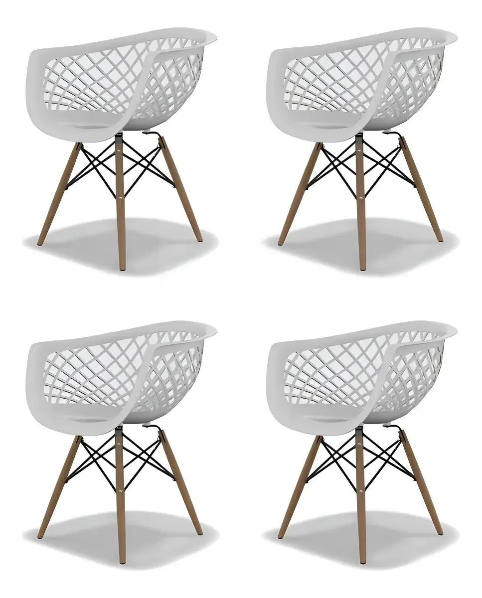 Conjunto Com 4 Cadeiras Web Dsw Branco