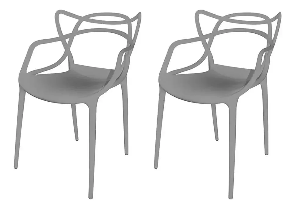 Conjunto Com 2 Cadeiras Berrini Cinza