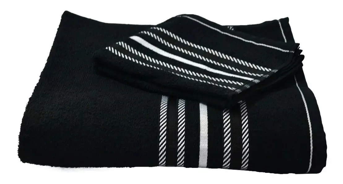 Toalha Banho Stella Avulsa 100% Algodão Cores Lindas Cor Preto Listras