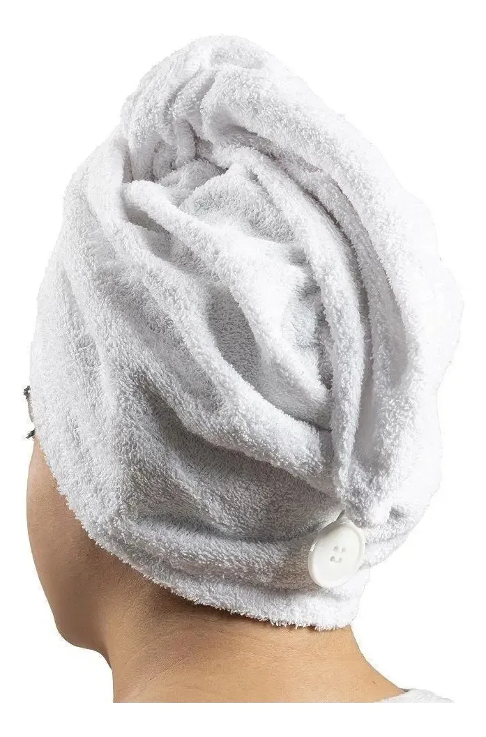 Touca Toalha De Secar Cabelo Pós Banho Prática Branca
