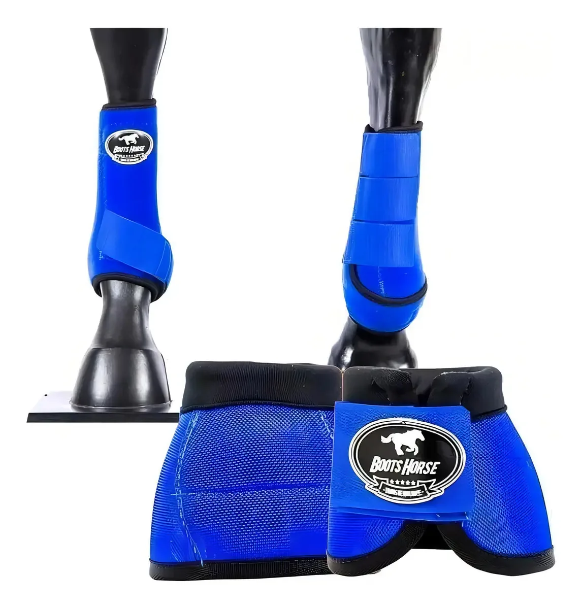 Kit Protetor Boots Horse Cloche e Caneleira Azul para Cavalos
