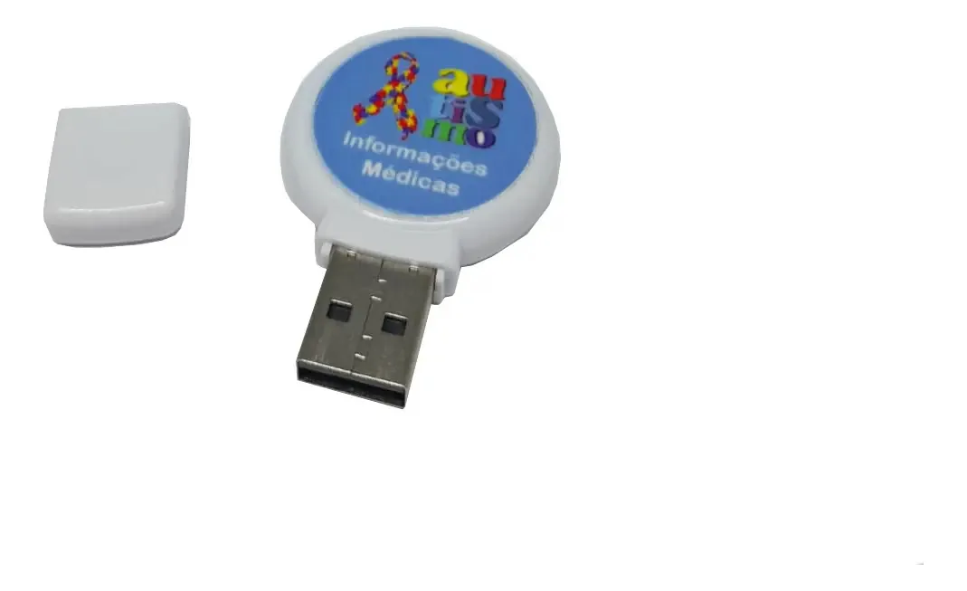 Cordão de Identificação para Autista Azul com Pendrive TEA & Amor