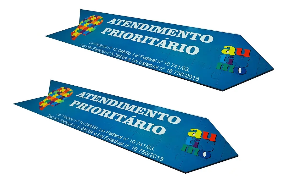 Placas Mdf Atendimento Prioritário Autistas 10x39 Cm (kit 2)