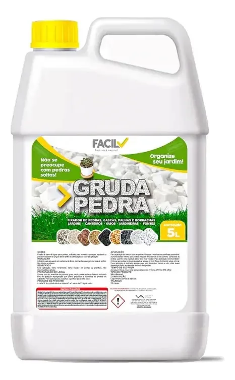 Fixador Cola Pedra Palha Casca Solta Facil Gruda Pedra 5L