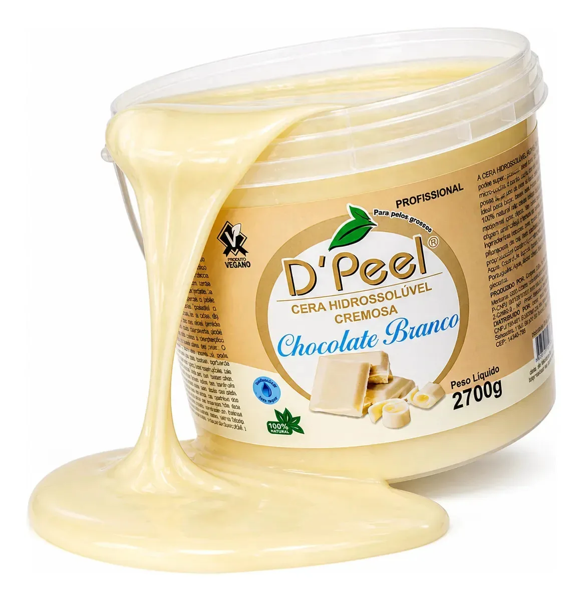 Cera Hidrossolúvel Vegana Chocolate Branco D'peel 2,7kg