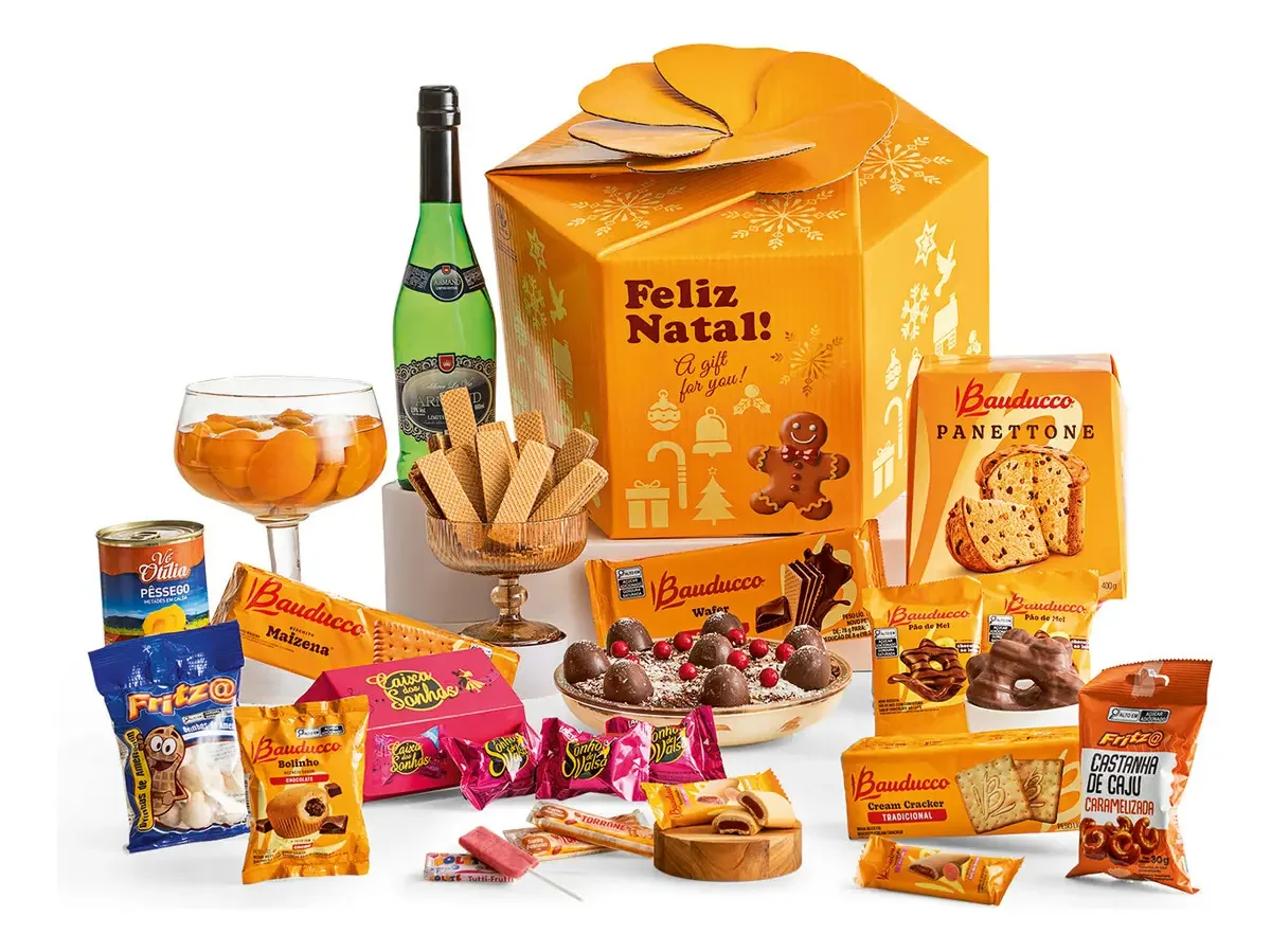 Cesta Natal Presente Final Ano Bauducco Premium 23 Itens Top