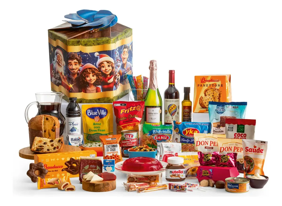 Cesta Natal Presente Final Ano Funcionario Familia 43 Itens