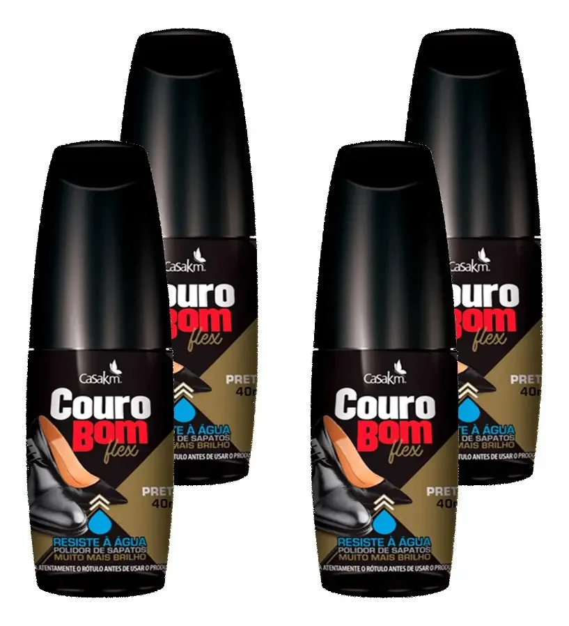 Kit 4 Polidor De Sapatos Casa Km Couro Bom Flex Preto Resist