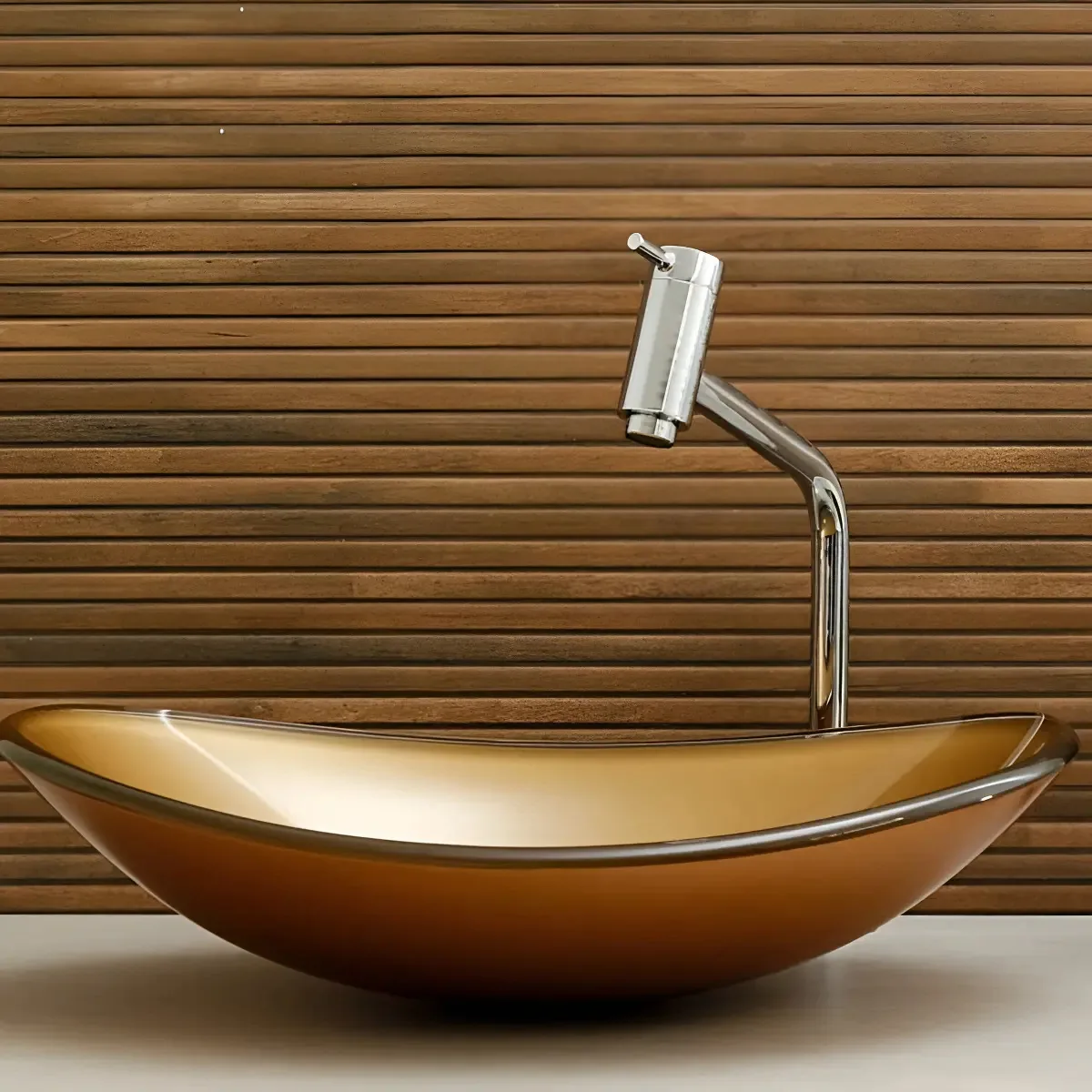 Cuba De Vidro Oval Para Lavabo Banheiro Bronze