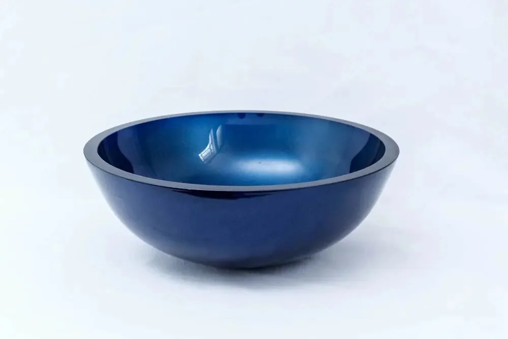 Cuba De Vidro Para Banheiros E Lavabos 35 Cm Cor Azul-escuro