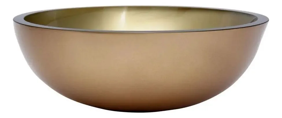Cuba De Vidro Para Banheiros E Lavabos 35 Cm Cor Dourado
