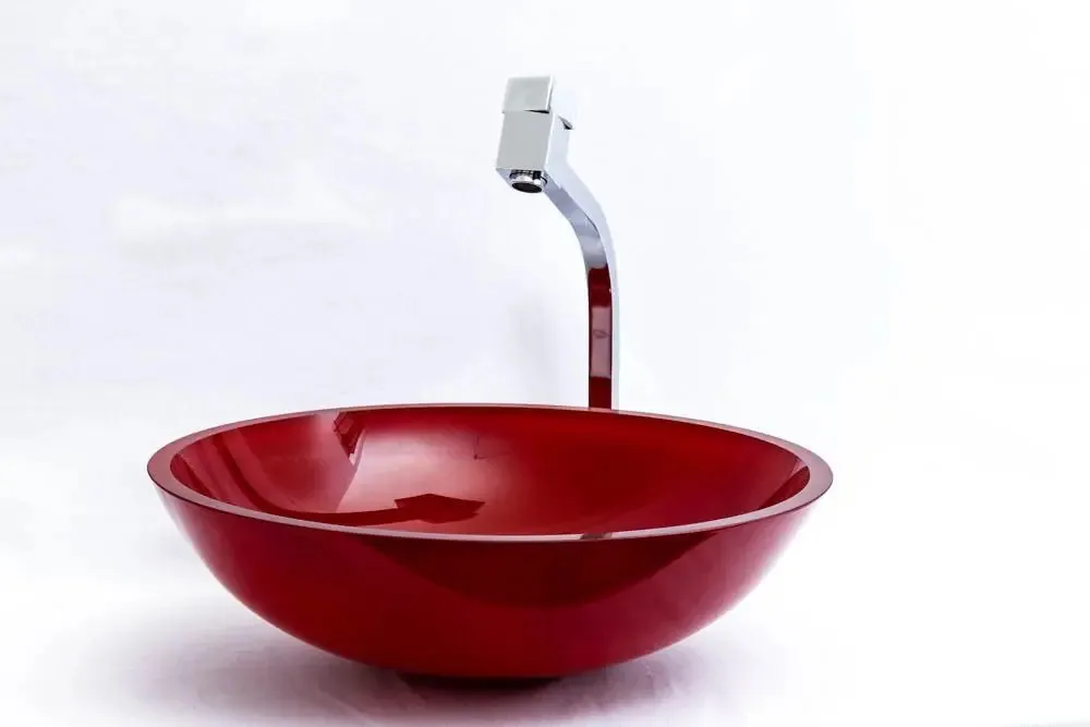 Cuba De Vidro Para Banheiros E Lavabos 42 Cm Cor Vinho