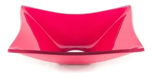 Cuba De Vidro Para Banheiros E Lavabos - Retangular Cor Rosa
