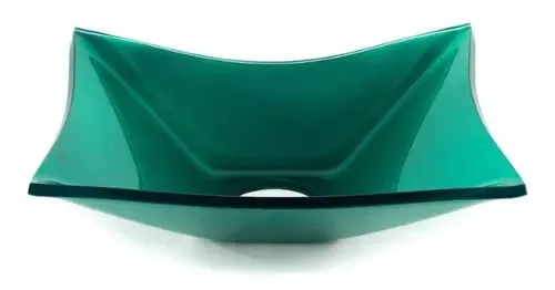 Cuba Para Banheiro De Vidro Retangular Cor Verde