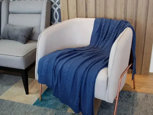 Manta Para Sofa Poltrona E Sofa Retratil Em Tricot Cor Blue