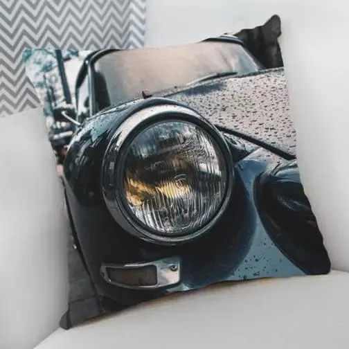 Almofada Decorativa 25 X 25cm Carros E Motos, Carro Preto