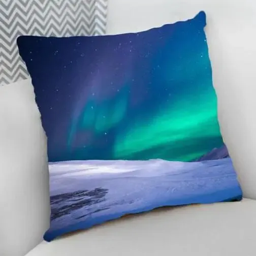 Almofada Decorativa 25 X 25cm Mapas E Viagens, Aurora Boreal