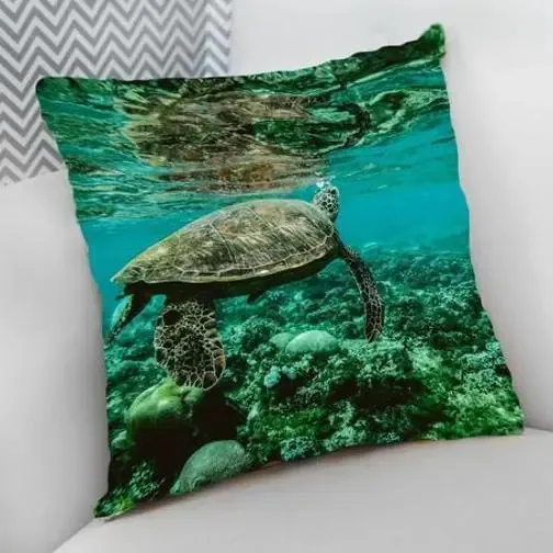 Almofada Decorativa Deluzz 25x25cm Fundo Do Mar Tartaruga
