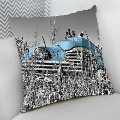 Almofada Decorativa 40 X 40cm Carros E Motos, Carro Azul
