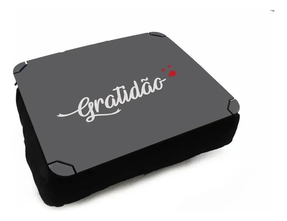 Bandeja Almofada Cinza Para Notebook E Copos - Deluzz