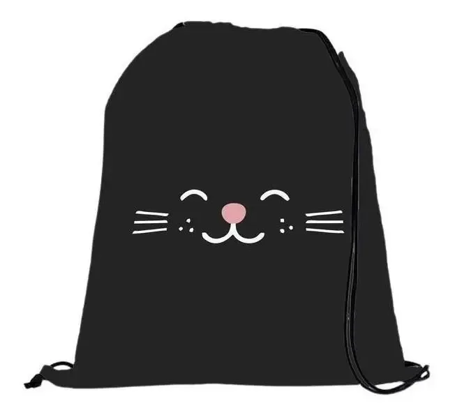 Mochila Saco Personalizada Fitness Gato Preto