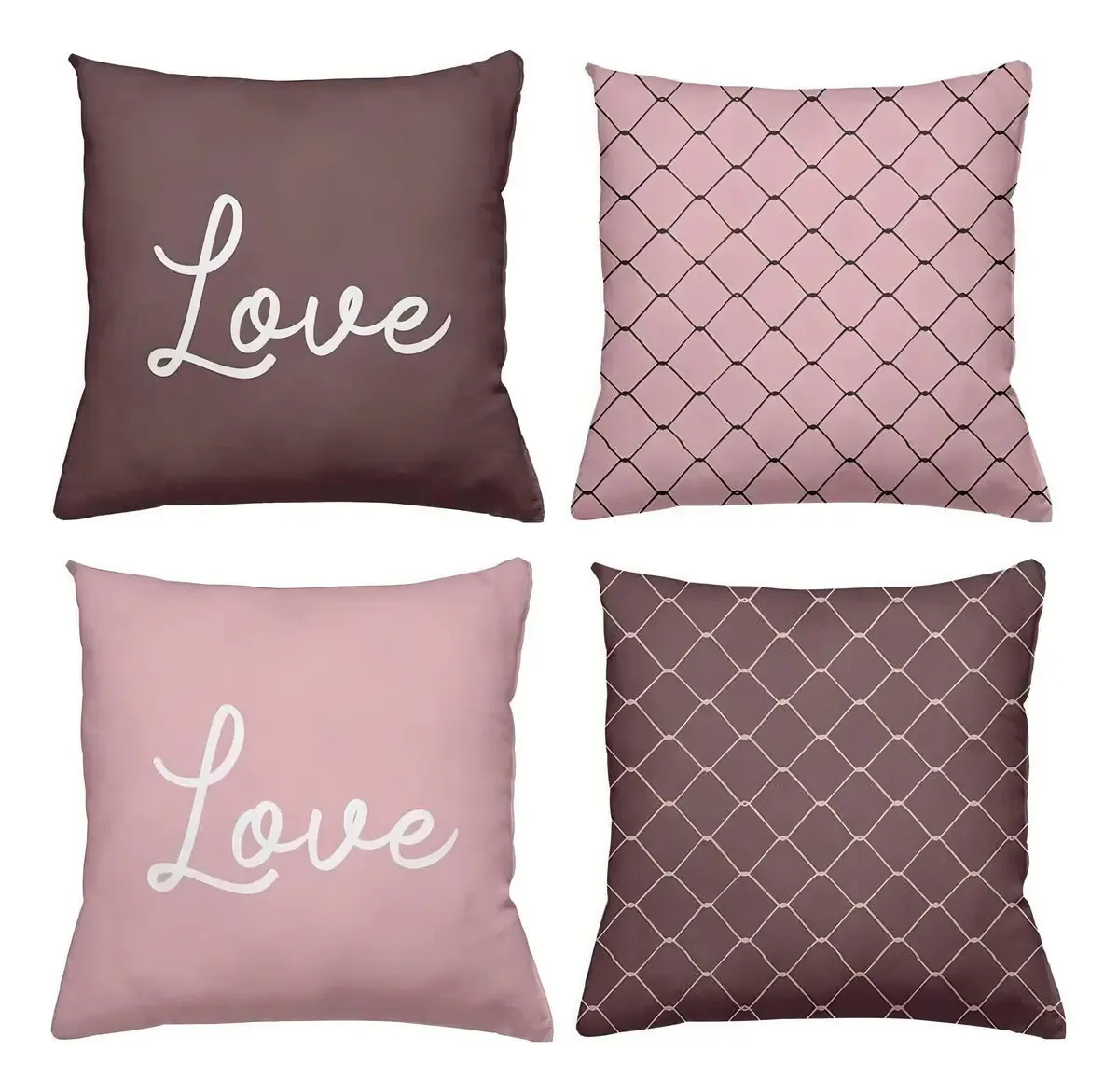 Kit 4 Almofadas Decorativas Cheias 40x40cm Love Rosé
