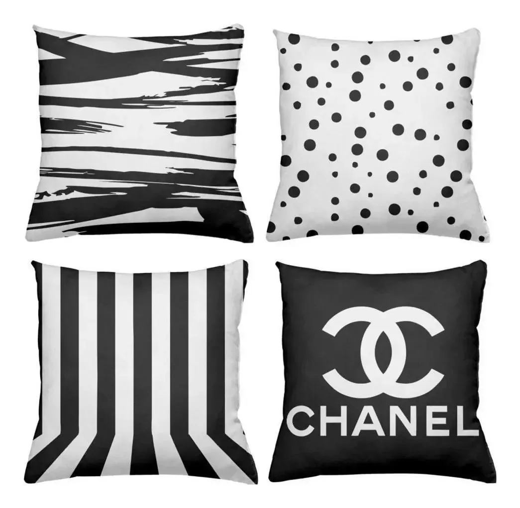 Kit 4 Almofadas Decorativas Cheias 40x40cm Chanel