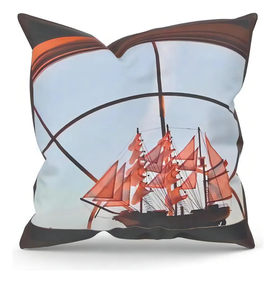 Almofada Decorativa Deluzz Com Zíper 25x25 Navio Veleiro
