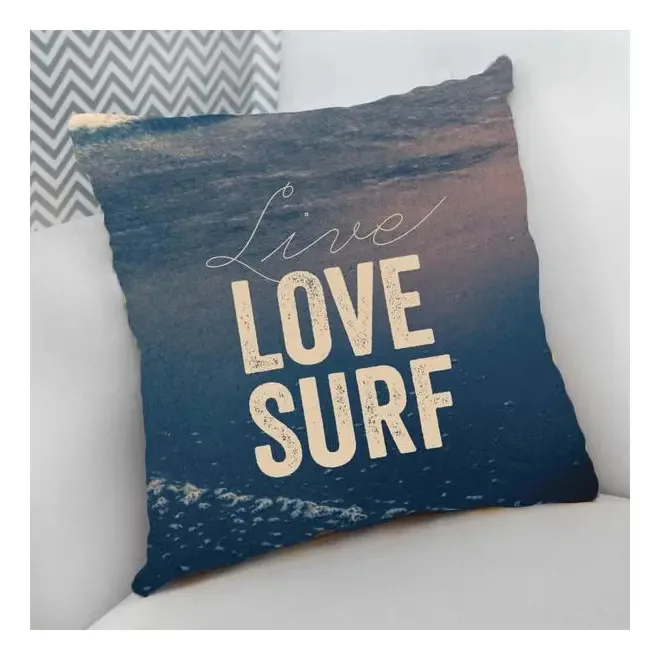 Almofada Decorativa Cheia Personalizada Surf Live Love Surf