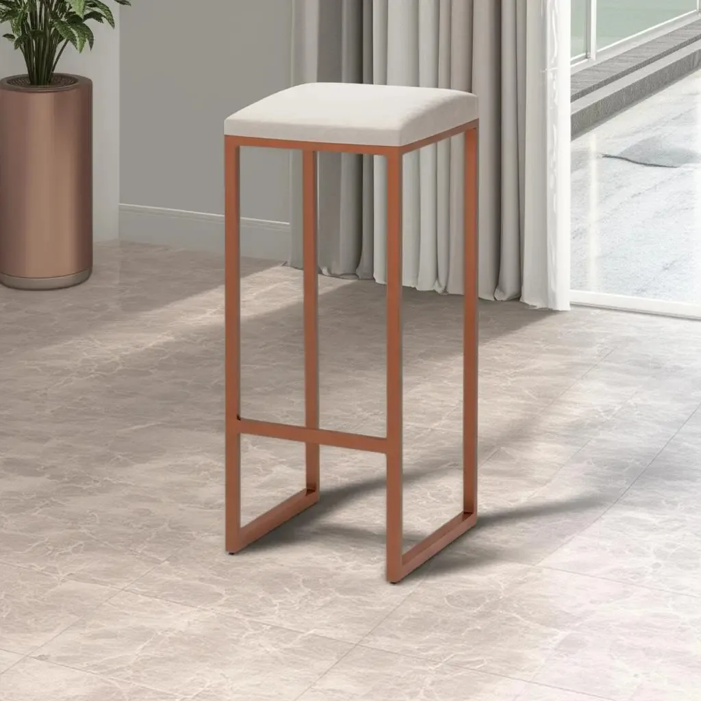 Banqueta Billie Base Bronze Suede Cappuccino - Gran Belo