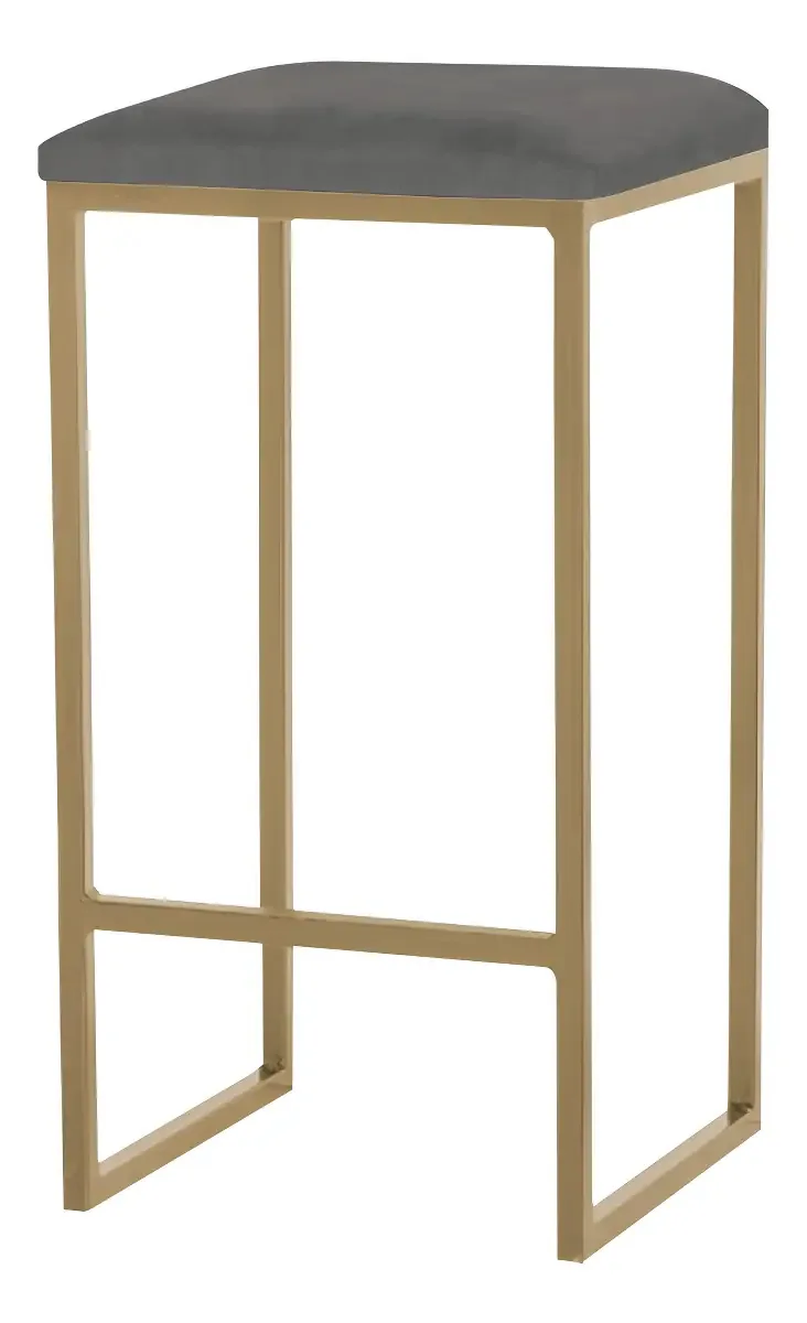 Banqueta Decorativa Billie Base Gold Veludo Cinza -gran Belo