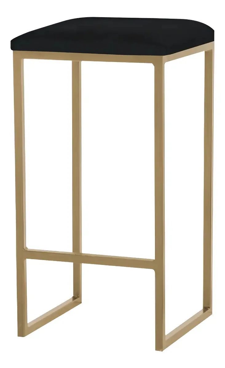 Banqueta Decorativa Billie Base Gold Veludo Preto -gran Belo