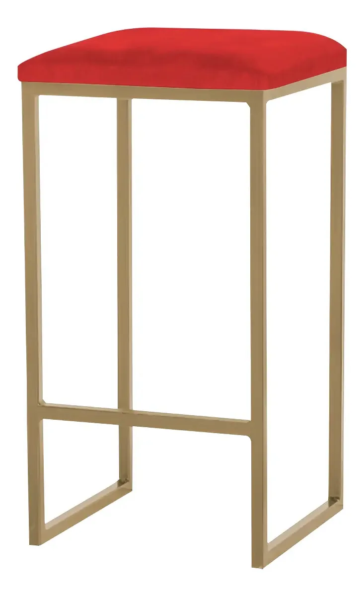 Banqueta Billie Base Gold Veludo Vermelho - Gran Belo