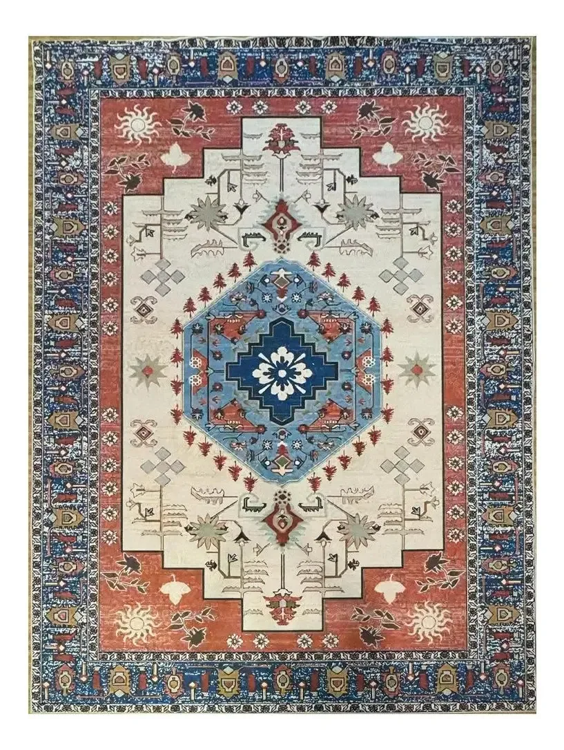 Tapete Kf Tapetes Sala Clássico Oriental Kazak Azul 100x140cm